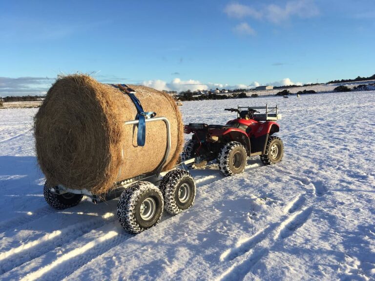 Chapman ATV bale trailer in snow